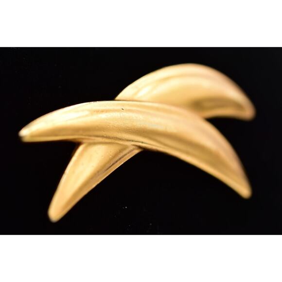 Anne Klein Vintage Ex Cross Pin Brooch Brushed Gold Heavy Chunky Unsigned BinBG - Picture 3 of 12